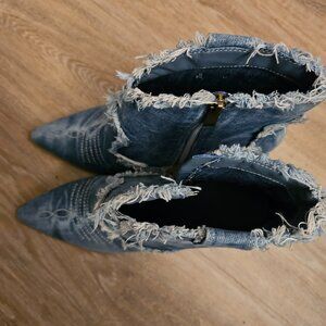 Denim boots